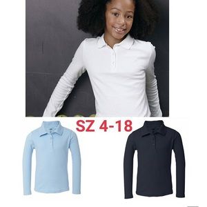 French toast blue girls long sleeve polo